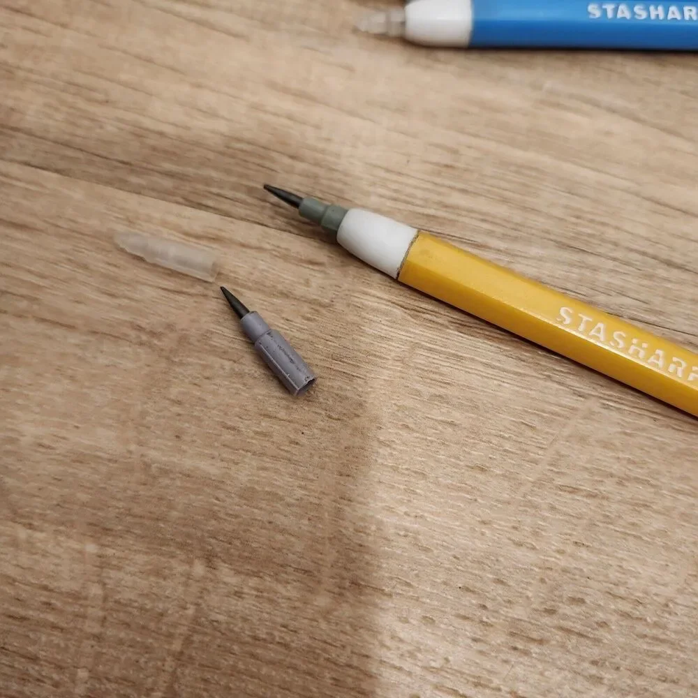Vintage Lot Of 3 Yellow Blue Stasharp 77911 Replaceable Lead Pencil Taiwan New